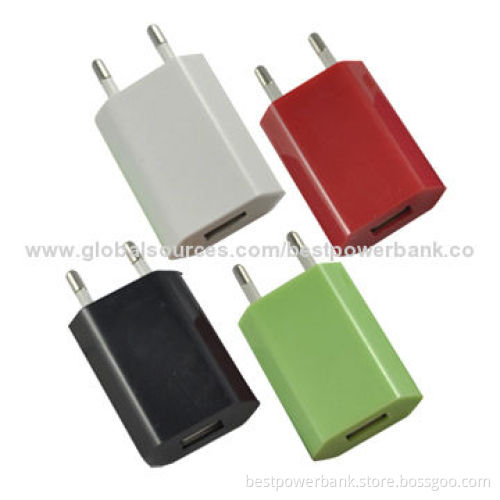 Colorful 5V EU AU Plugs USB Wall Chargers for Smartphones/Tablet PCs, 66 x 35 x 14.5mm Size